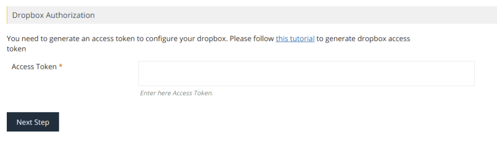 dropbox api access token